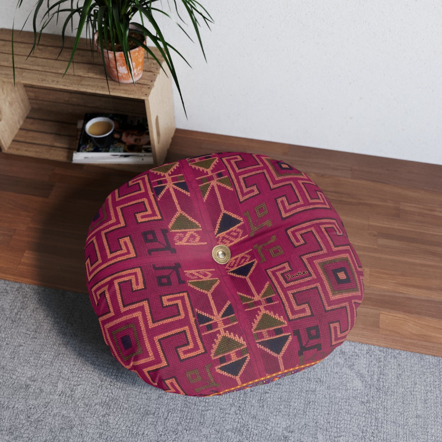 Tufted Round Floor Pillow “Aaram” - Vanaraga