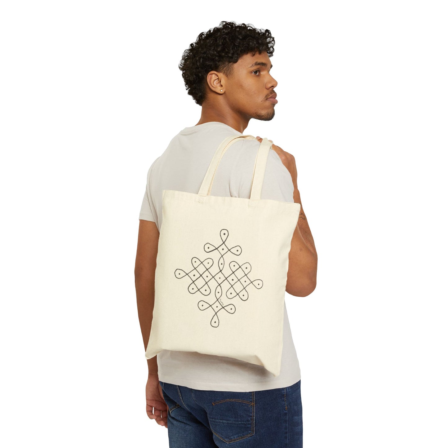 Cotton Tote Bag "Sikku Kolam" (Natural)