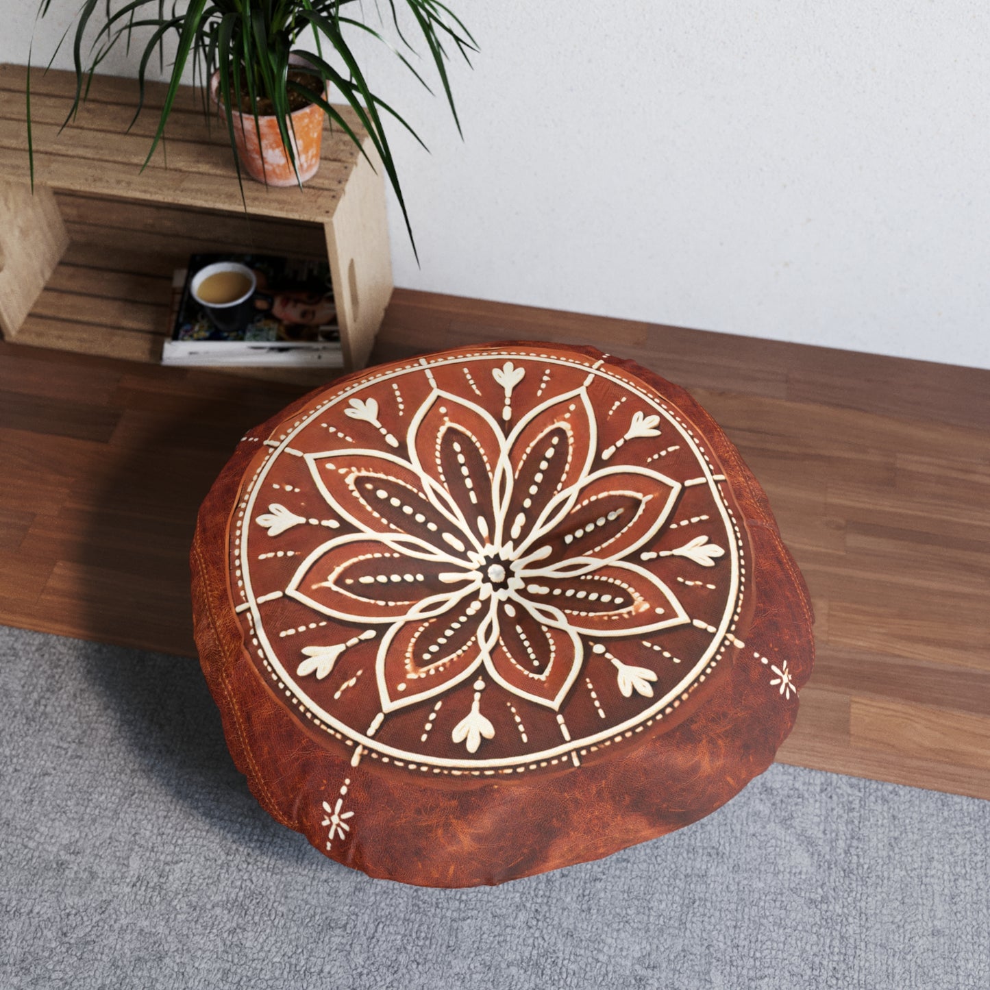 Tufted Round Floor Pillow “Andalusian Star”
