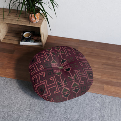 Tufted Round Floor Pillow "Aaram" - Lal Mati