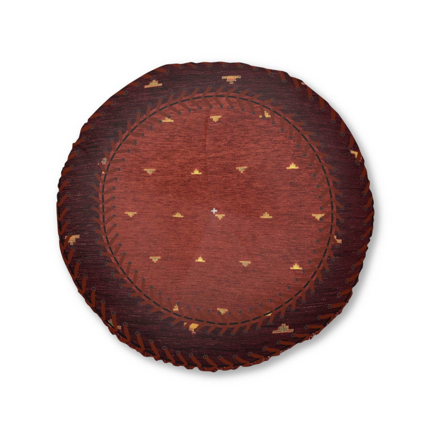Tufted Round Floor Pillow “Aaram” - Dhatu Red