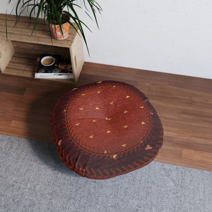 Tufted Round Floor Pillow “Aaram” - Dhatu Red