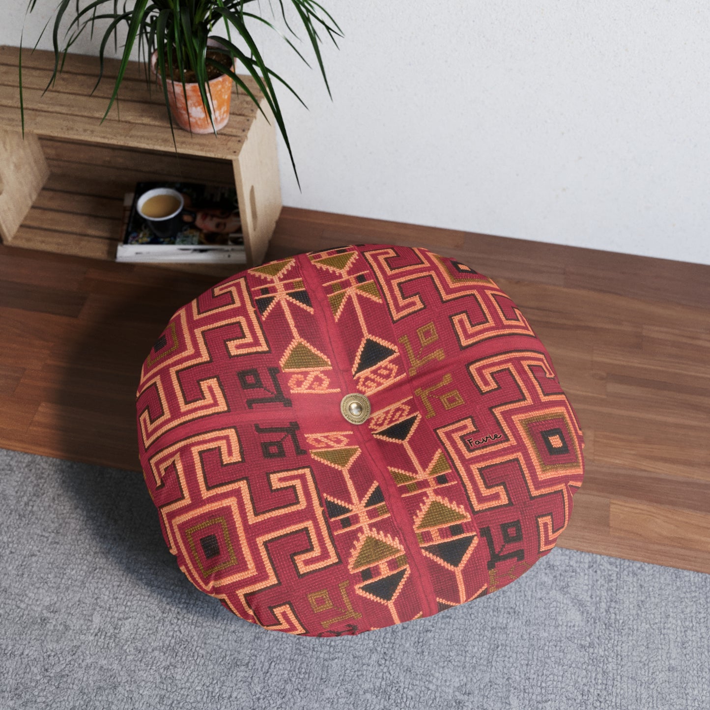 Tufted Round Floor Pillow “Aaram” - Surya Sand
