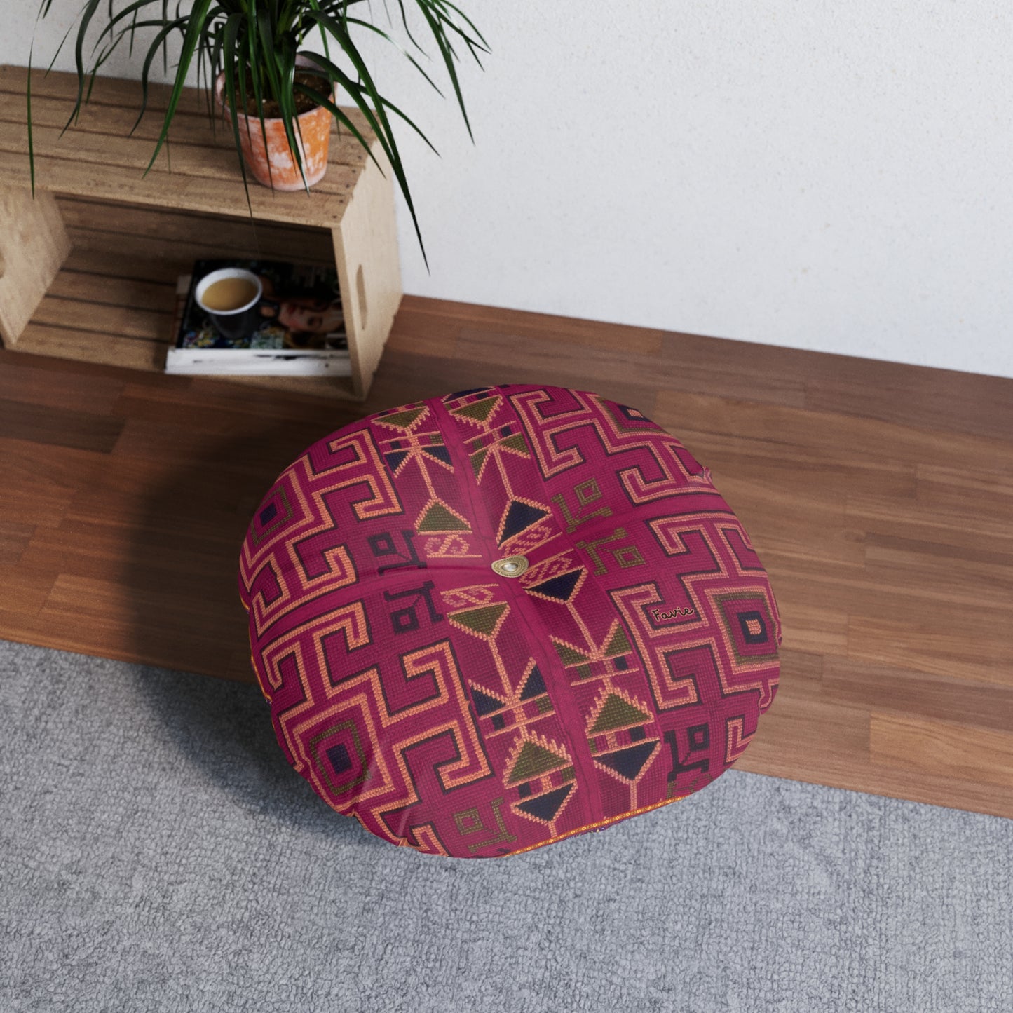 Tufted Round Floor Pillow “Aaram” - Vanaraga