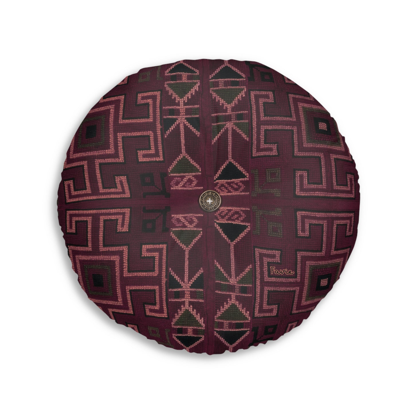 Tufted Round Floor Pillow "Aaram" - Lal Mati