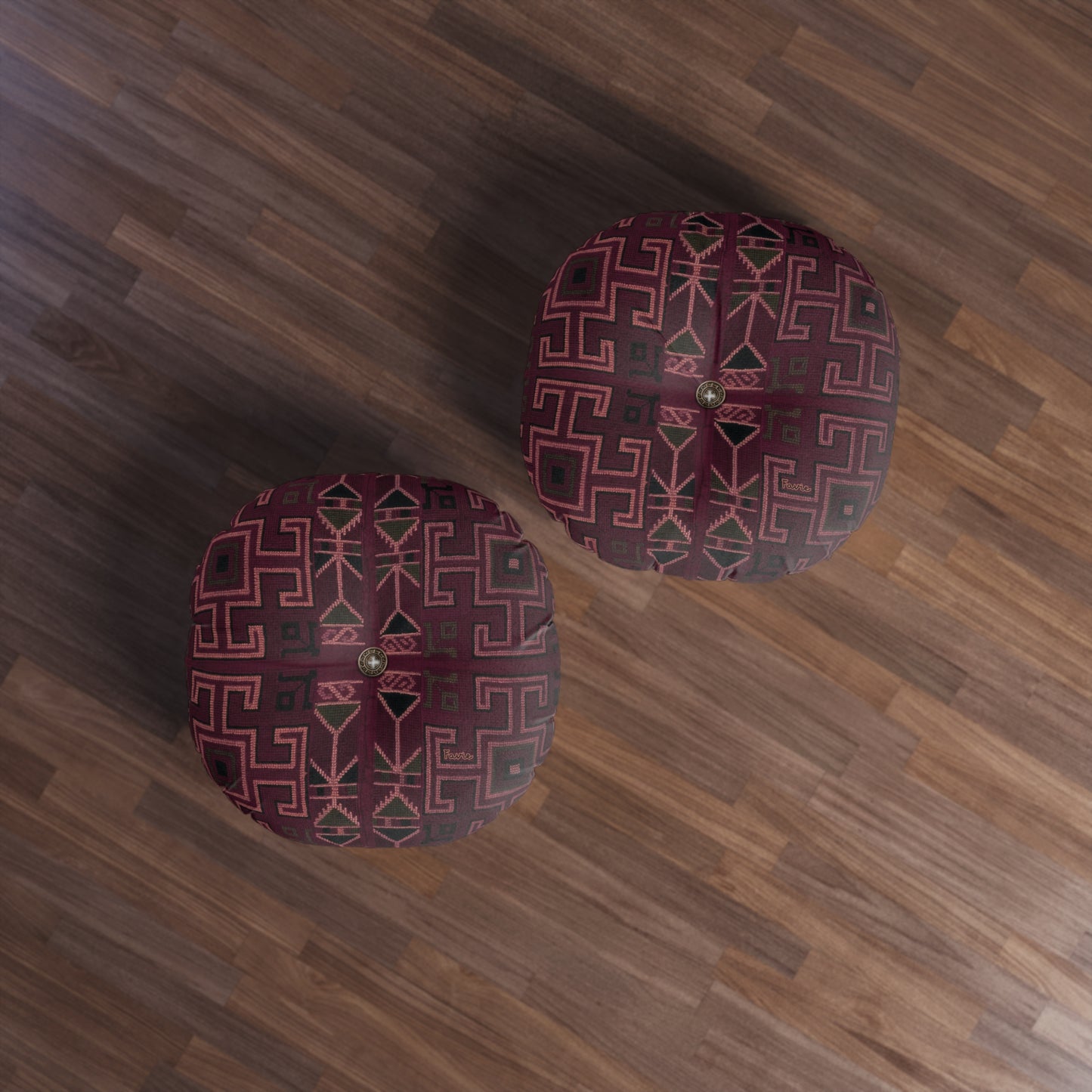 Tufted Round Floor Pillow "Aaram" - Lal Mati