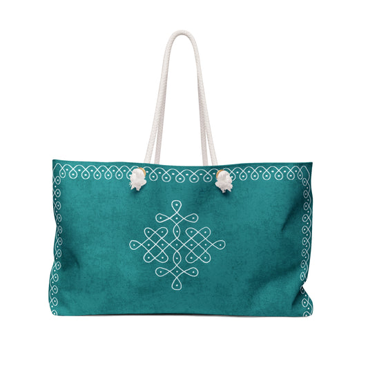 Weekender Bag “Saathi” – Turquoise Kolam