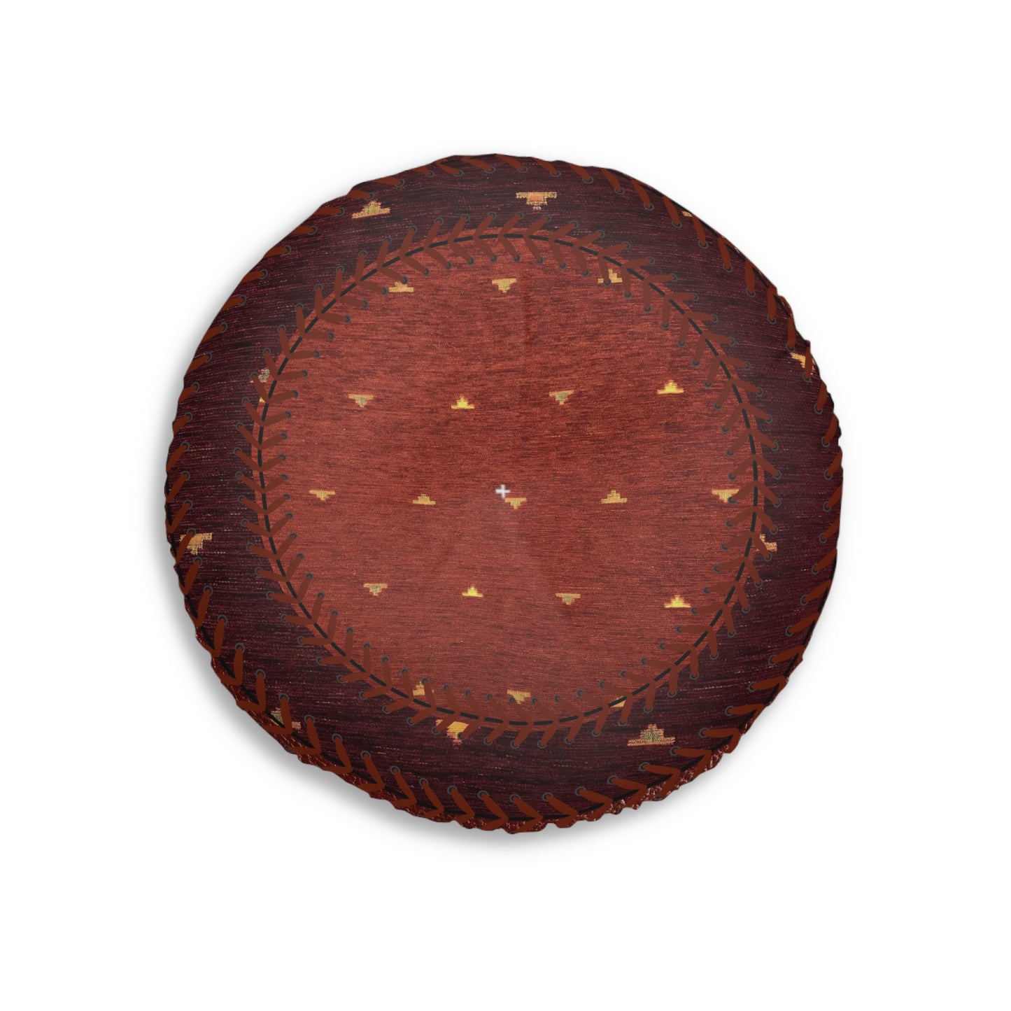 Tufted Round Floor Pillow “Aaram” - Dhatu Red