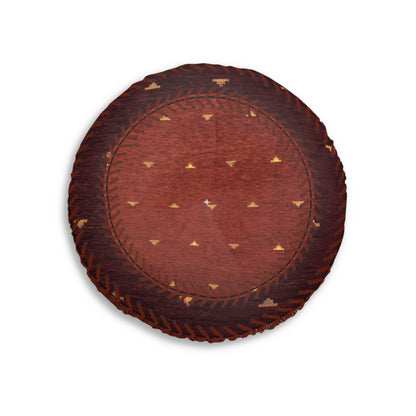 Tufted Round Floor Pillow “Aaram” - Dhatu Red