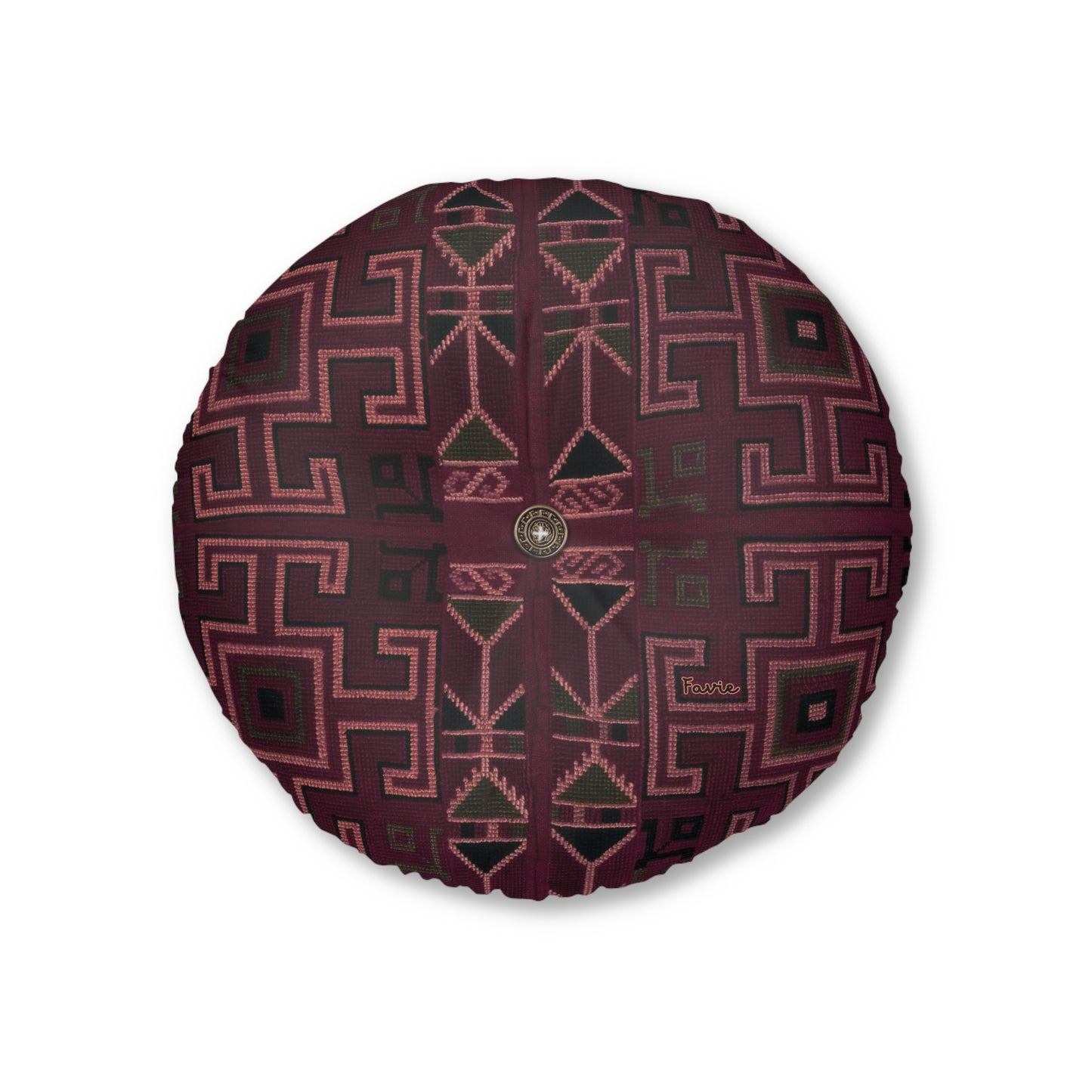 Tufted Round Floor Pillow "Aaram" - Lal Mati
