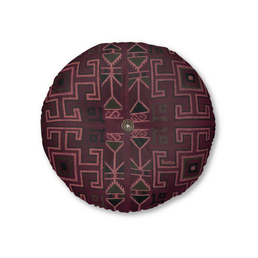 Tufted Round Floor Pillow "Aaram" - Lal Mati