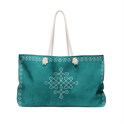 Weekender Bag “Saathi” – Turquoise Kolam
