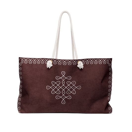 Weekender Bag "Saathi" – Maroon Kolam