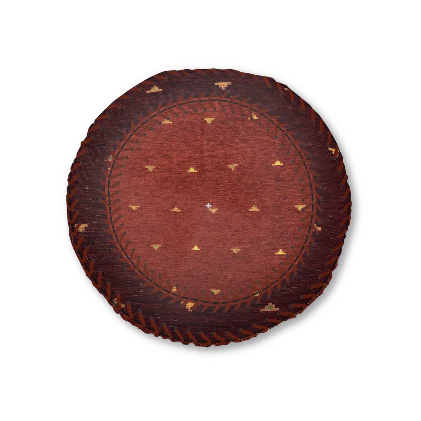 Tufted Round Floor Pillow “Aaram” - Dhatu Red
