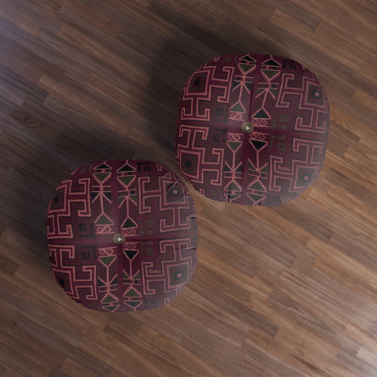 Tufted Round Floor Pillow "Aaram" - Lal Mati