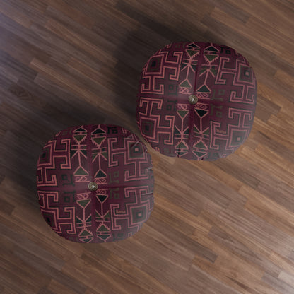 Tufted Round Floor Pillow "Aaram" - Lal Mati