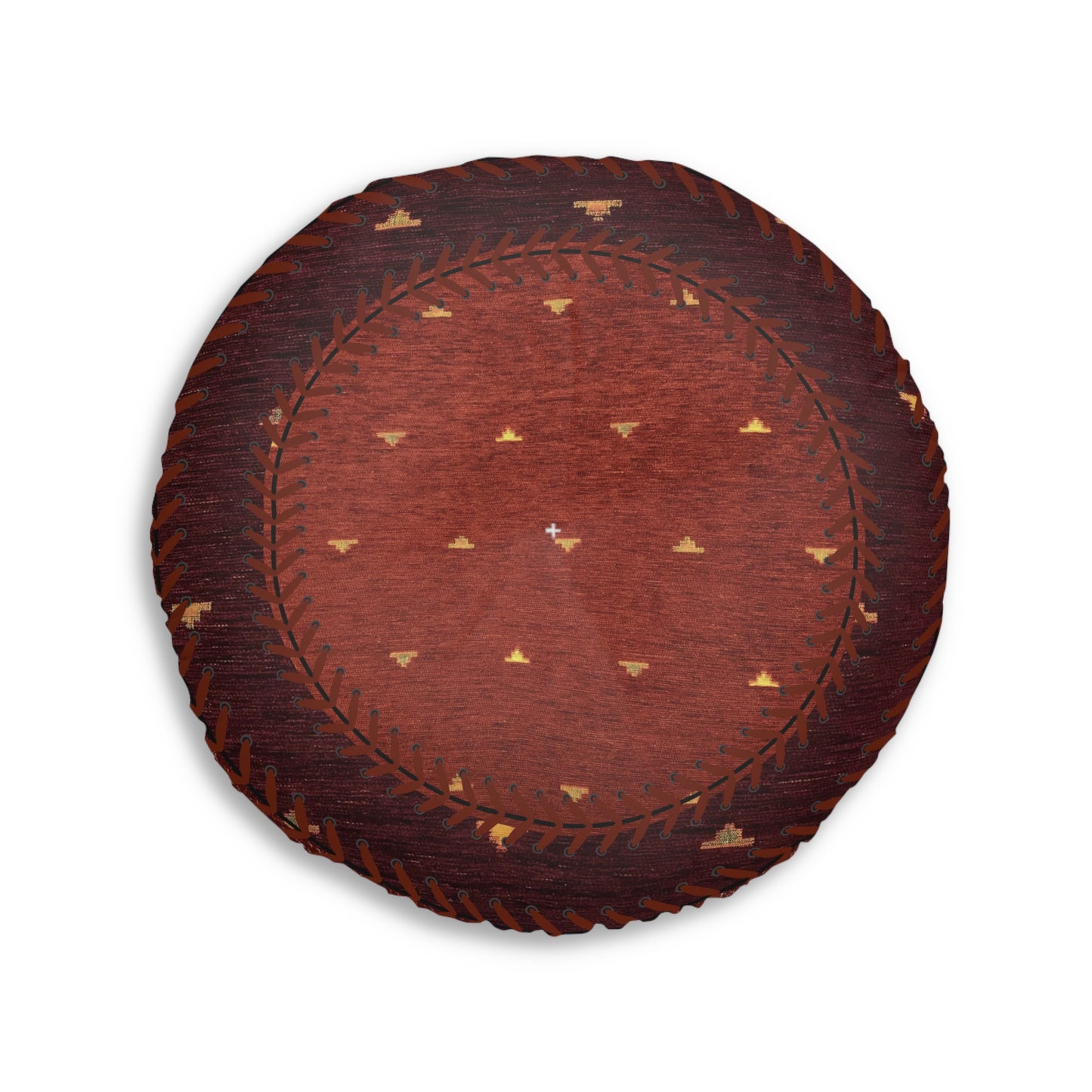 Tufted Round Floor Pillow “Aaram” - Dhatu Red