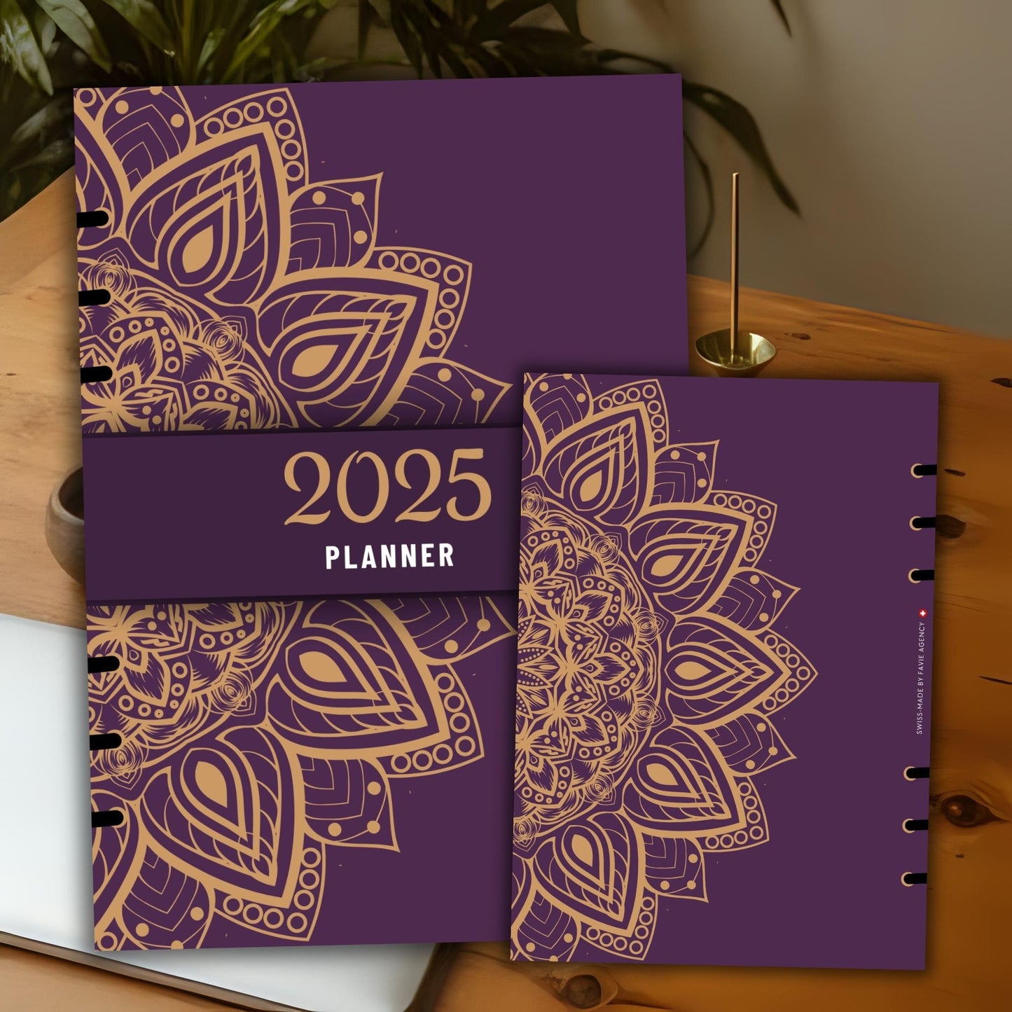 Luxury 2025 Planner Cover Set – Mandala Gold Purple Edition | Digital A5, 6-Ring