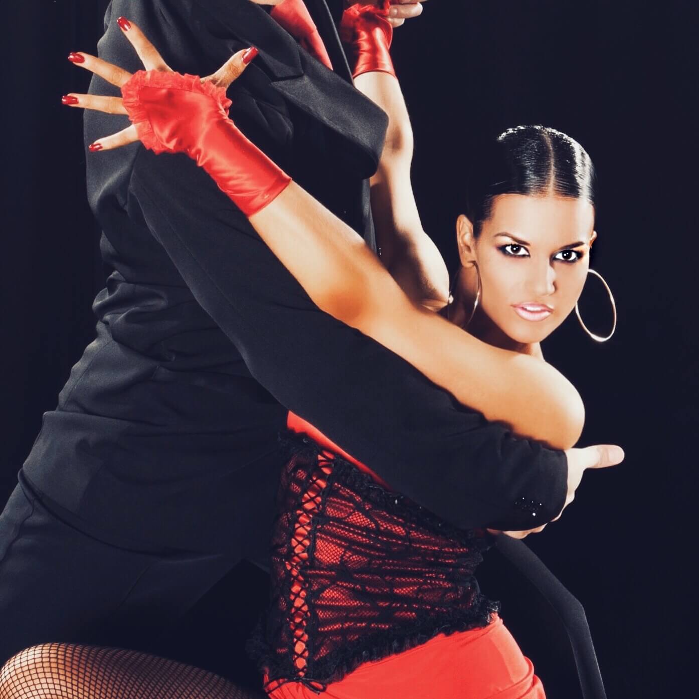 Red & Black Argentine Tango Dance Dress