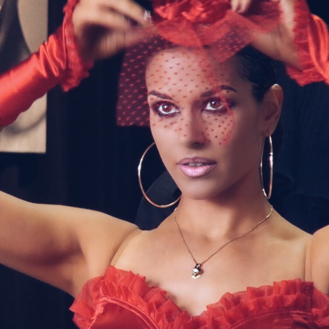 Red & Black Argentine Tango Dance Dress