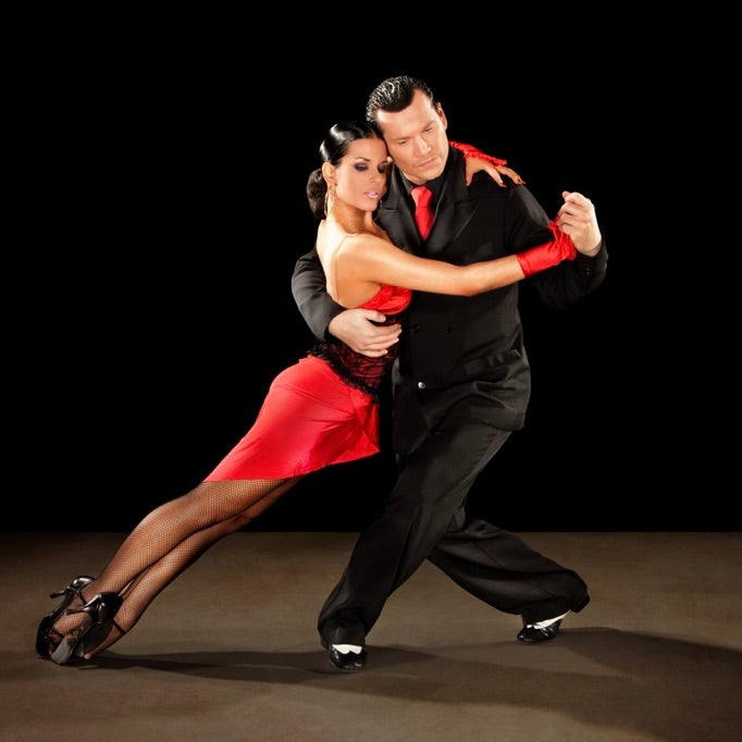 Red & Black Argentine Tango Dance Dress